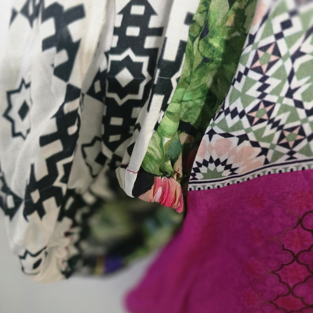 Anthropologie Floral and Geometric Kimono - Pink, Green, Black - Picture 6 of 9